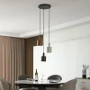 Outlet Lindby suspension Ovelia, marron foncé/café/beige, 3 lampes