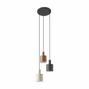 Outlet Lindby suspension Ovelia, marron foncé/café/beige, 3 lampes