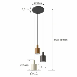 Outlet Lindby suspension Ovelia, marron foncé/café/beige, 3 lampes