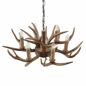Best Sale Lindby Tejask suspension, bois de cerf, 6 lampes, 70 cm