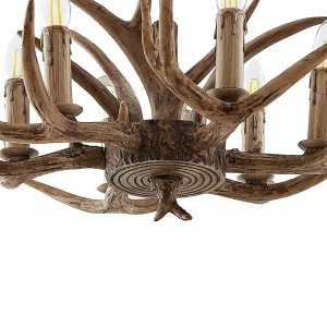 Best Sale Lindby Tejask suspension, bois de cerf, 6 lampes, 70 cm