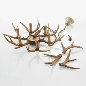 Best Sale Lindby Tejask suspension, bois de cerf, 6 lampes, 70 cm