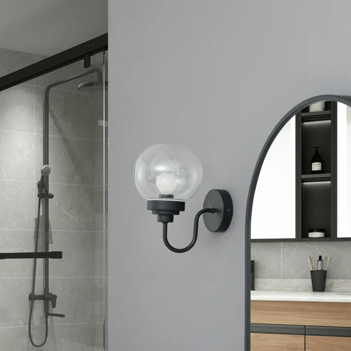 lucande_applique_murale_badolo_noir_verre_hauteur__cm_ip_0.webp Clearance Lucande applique murale Badolo, noir, verre, hauteur 25 cm, IP44