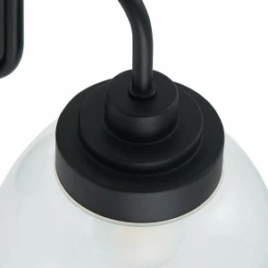 Clearance Lucande applique murale Badolo, noir, verre, hauteur 25 cm, IP44