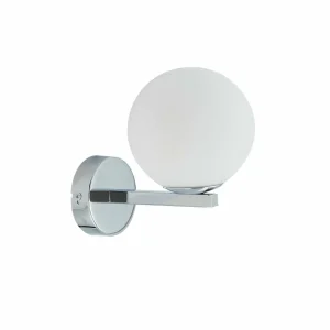Hot Lucande applique murale Bidolo, couleur chrome, verre, Ø 12 cm, IP44
