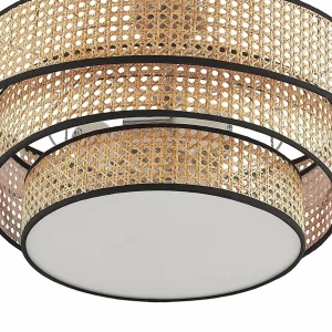 Best Lucande Elowen plafonnier, tressage de rotin