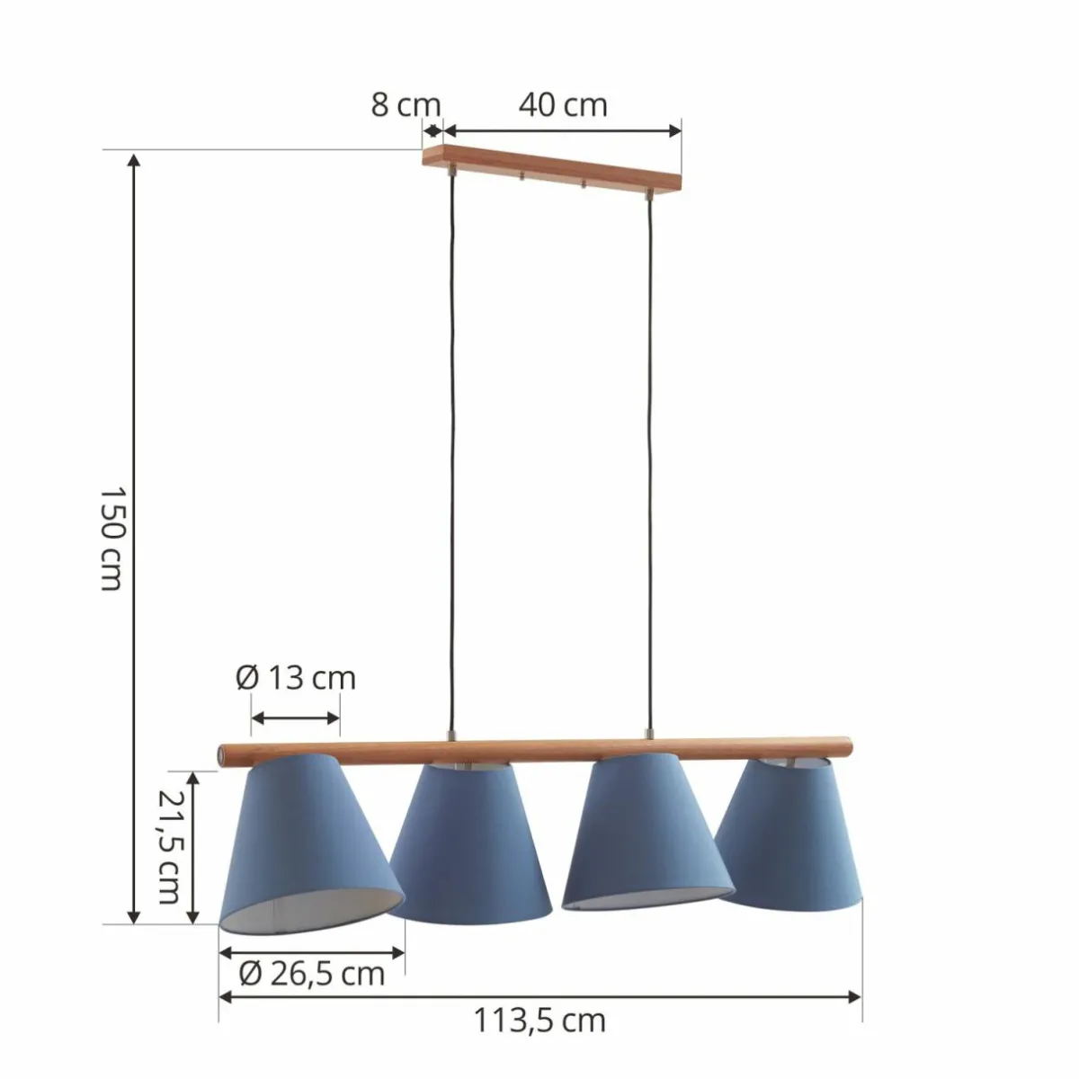 lucande_jinda_suspension_bois_tissu_bleu_1.webp Cheap Lucande Jinda suspension, bois, tissu bleu