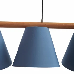 Cheap Lucande Jinda suspension, bois, tissu bleu