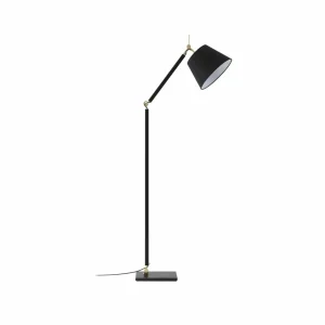 Discount Lucande Lampadaire Marvaine, noir/or, réglable