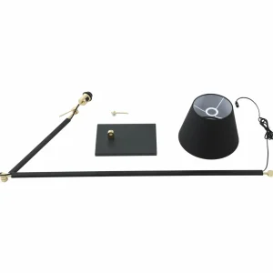Discount Lucande Lampadaire Marvaine, noir/or, réglable
