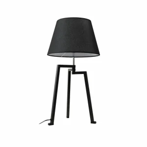 Cheap Lucande lampe à poser Amona, noir, textile, 69 cm, tripode