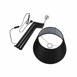 Cheap Lucande lampe à poser Amona, noir, textile, 69 cm, tripode