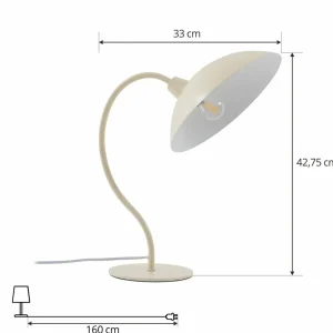 New Lucande lampe à poser Arvadon, beige, métal, hauteur 42,75 cm