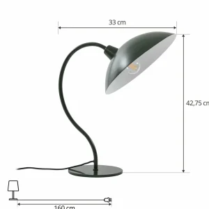 Cheap Lucande lampe à poser Arvadon, vert, métal, hauteur 42,75 cm