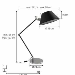 Shop Lucande lampe à poser Dansari, noir, métal, ajustable