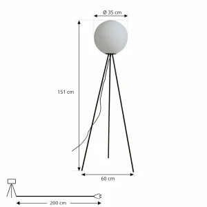 New Lucande lampe sur pied Kestralia, blanc, verre, Ø 35 cm, E27