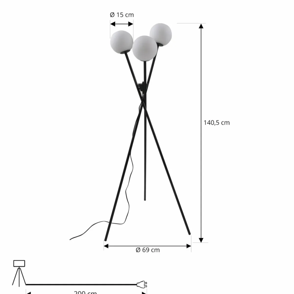 lucande_lampe_sur_pied_visata_noir_verre__lampes___pieds_1.webp Store Lucande lampe sur pied Visata, noir, verre, 3 lampes à 3 pieds