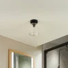 Discount Lucande plafonnier Badolo, noir, verre, Ø 15 cm, IP44