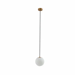 Discount Lucande Suspension Bidolo, laiton, verre, 15 cm, IP44