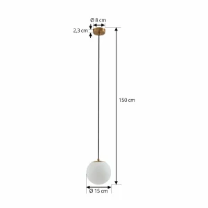 Discount Lucande Suspension Bidolo, laiton, verre, 15 cm, IP44