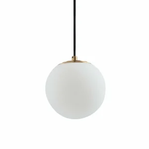 Discount Lucande Suspension Bidolo, laiton, verre, 15 cm, IP44