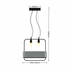Best Lucande Teona suspension béton, à 2 lampes