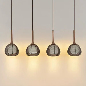 Hot Lucande Tetira suspension 4 lampes allongée brune