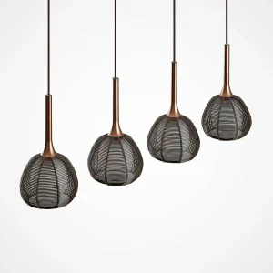Hot Lucande Tetira suspension 4 lampes allongée brune