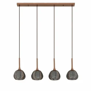 Hot Lucande Tetira suspension 4 lampes allongée brune