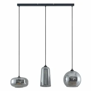 Outlet Lucande Wilja suspension à 3 lampes, gris fumé