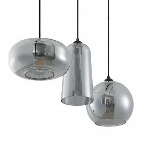 Outlet Lucande Wilja suspension à 3 lampes, gris fumé