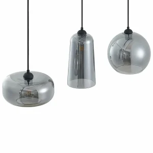 Outlet Lucande Wilja suspension à 3 lampes, gris fumé