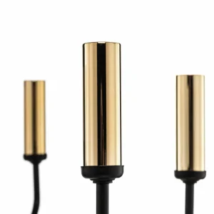 Store Domiluce Lustre Ampli, noir/doré, à huit lampes