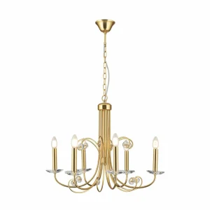 Best ORION Lustre Ariane, doré, Ø 67,5 cm, cristal, 6 lampes