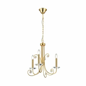 Shop ORION Lustre Ariane, doré, Ø 50 cm, cristal, 3 lampes