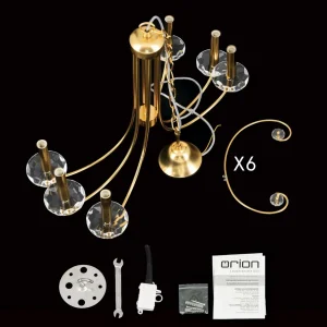 Best ORION Lustre Ariane, doré, Ø 67,5 cm, cristal, 6 lampes