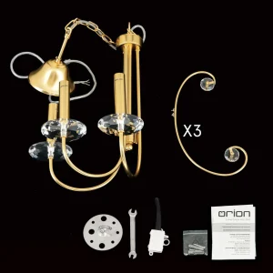 Shop ORION Lustre Ariane, doré, Ø 50 cm, cristal, 3 lampes