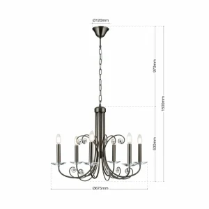 Hot ORION Lustre Ariane, nickel, Ø 67,5 cm, cristal, 6 lampes
