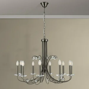 Discount ORION Lustre Ariane, nickel, Ø 92 cm, cristal, 10 lampes