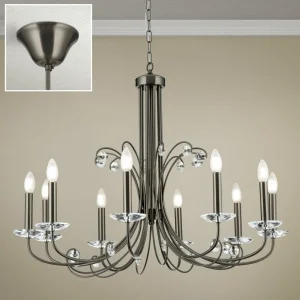 Discount ORION Lustre Ariane, nickel, Ø 92 cm, cristal, 10 lampes