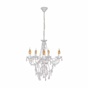 Cheap Näve Lustre Cecilia, blanc, fer/acrylique, Ø 52 cm, à 5 lampes.