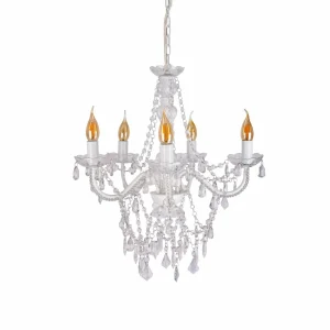 Cheap Näve Lustre Cecilia, blanc, fer/acrylique, Ø 52 cm, à 5 lampes.