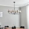 Clearance TK Lighting Lustre Chicago, abat-jour lin, six lampes