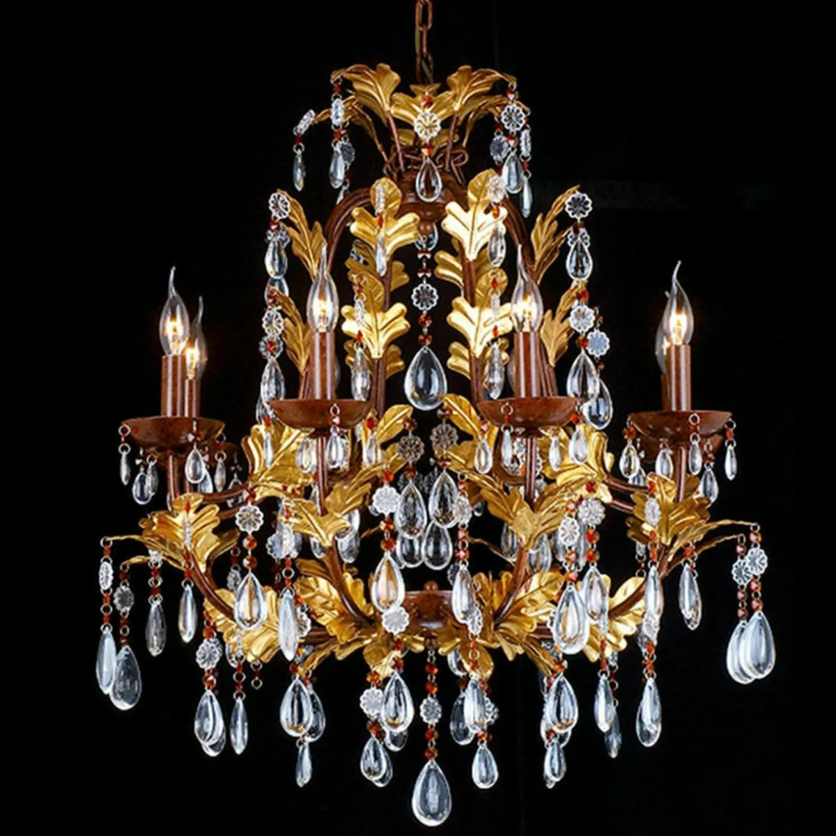 lustre_cr___lampes_avec_pendentif_en_verre_0.webp Best Clayre&Eef Lustre CR12 à 8 lampes, avec pendentif en verre