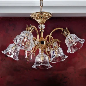 Clearance ORION Lustre doré resplendissant KAISA, 5 lumières