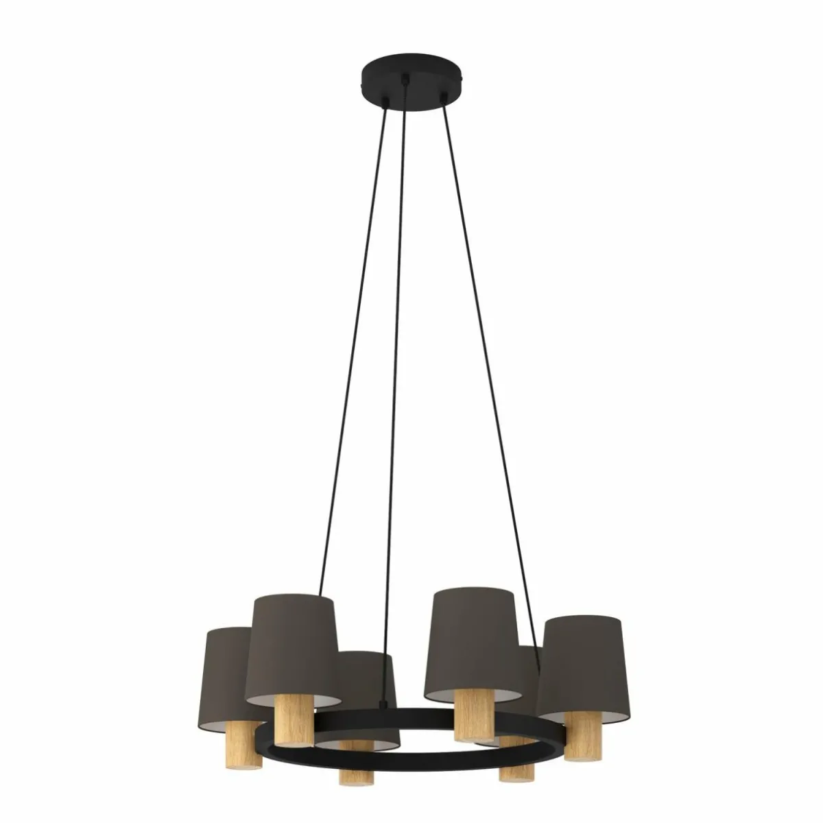 lustre_edale__abatjour_tissu_cappuccino_rond_0.webp Shop EGLO Lustre Edale, 6 abat-jour tissu cappuccino, rond