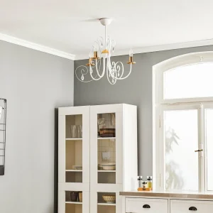 Best Sale EMIBIG LIGHTING Lustre Foreman 3 à 3 lampes, blanc-cuivré