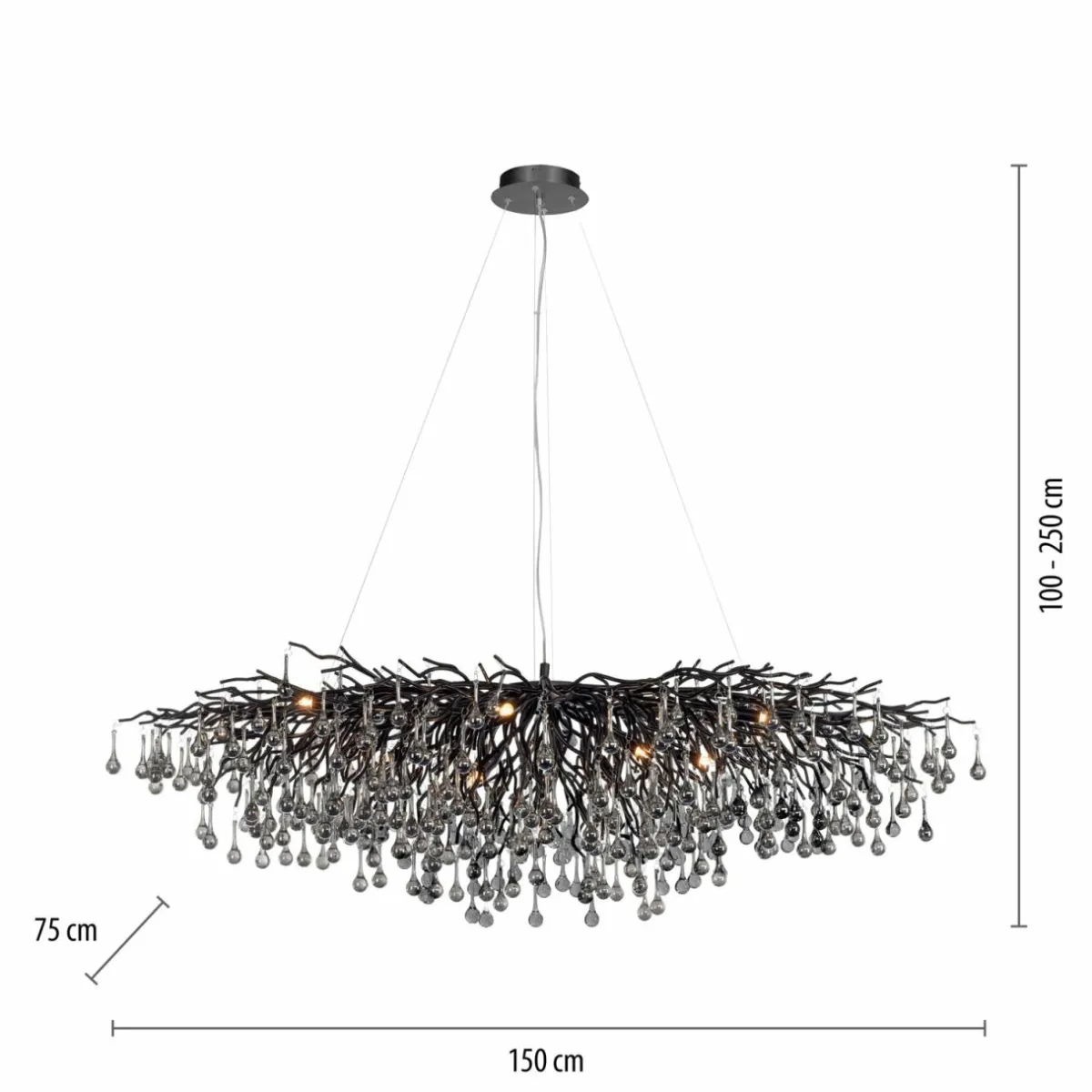 lustre_icicle_noir_suspension_en_verre_longueur__cm_1.webp Best Sale Paul Neuhaus Lustre Icicle, noir, suspension en verre, longueur 150 cm