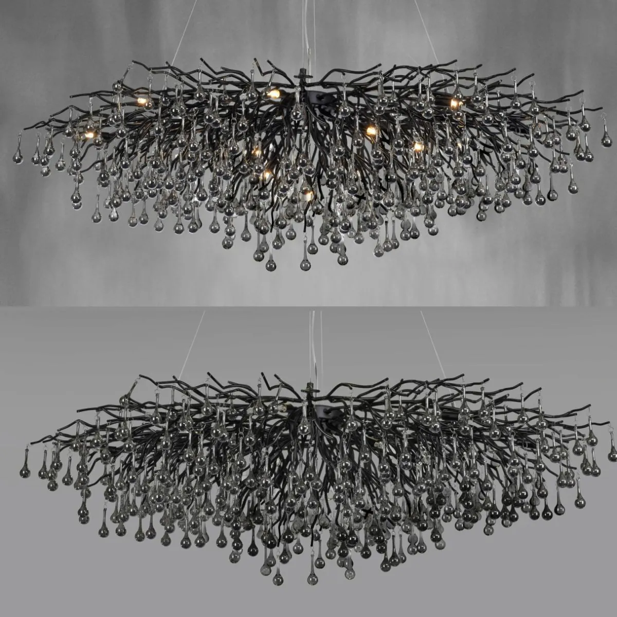 lustre_icicle_noir_suspension_en_verre_longueur__cm_4.webp Best Sale Paul Neuhaus Lustre Icicle, noir, suspension en verre, longueur 150 cm
