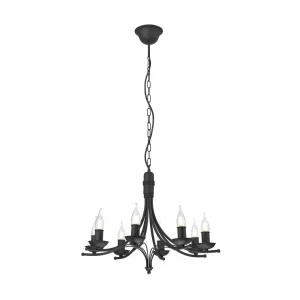 New Lamkur Lustre Kandela, à huit lampes, noir